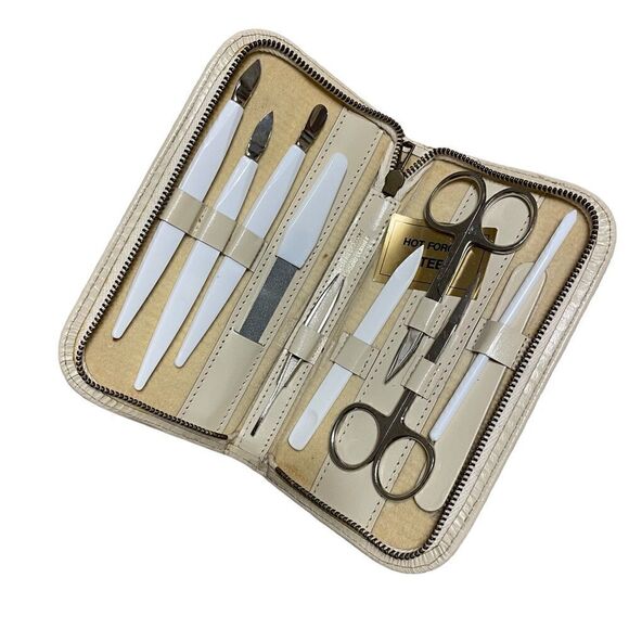 Vintage Cream Leather West Germany Manicure Set - Picture 1 of 11